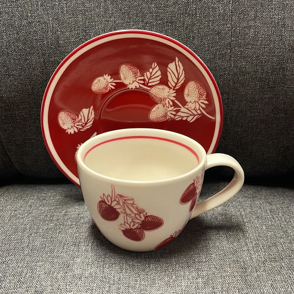Starbucks Rare 2007 Strawberry Coffee Mug & Saucer